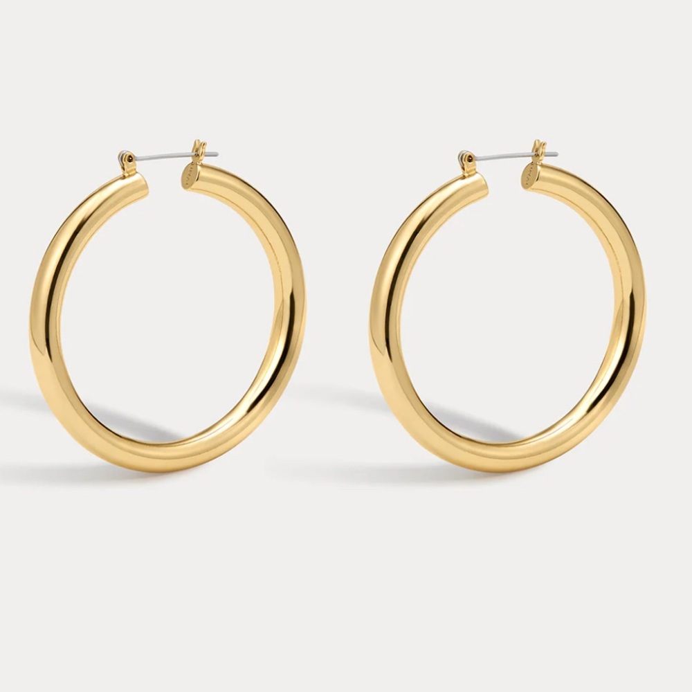 Like New LUV AJ AMALFI TUBE HOOPS - GOLD